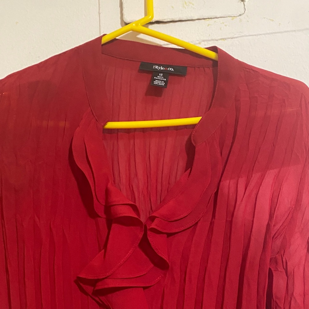 Style & Co. Red Ruffled Blouse Open to Offers! - Picture 5 of 14